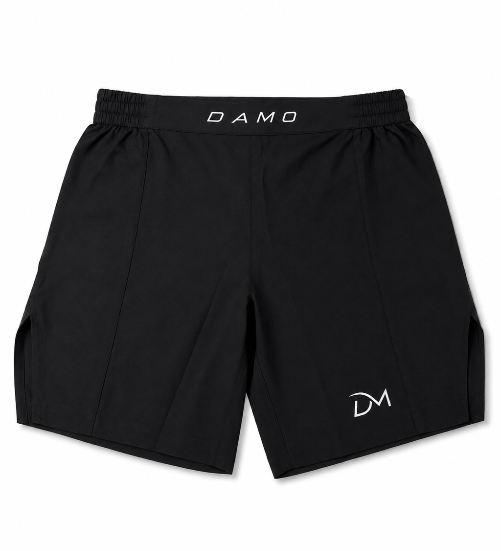Dark/black onyx MMA, BJJ and training shorts with space for logos